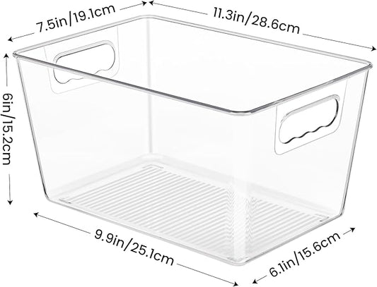 Clear Storage Bins with Handles – Pantry & Fridge Organizer