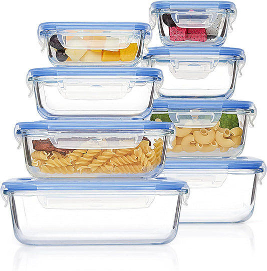 8 Pack Glass Food Storage Containers – Airtight Meal Prep Set
