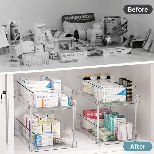 Declutter Your Space – Vtopmart 4 Pack 2 Tier Under Sink Organizer with Slide-Out Drawers