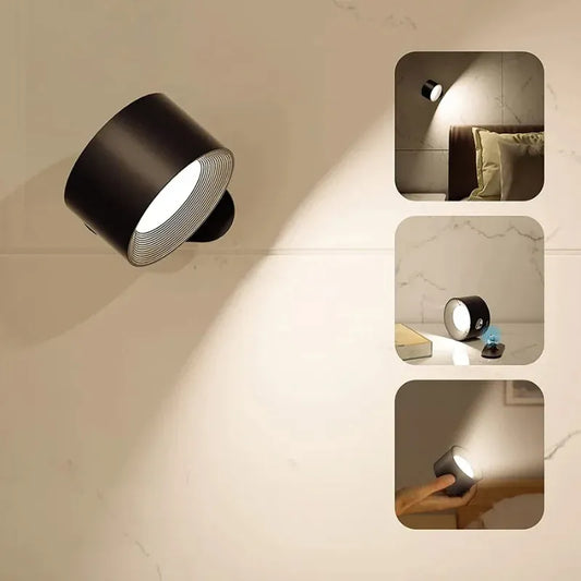 Magnetic Rechargeable LED Wall Lamp – 3 Color Temperatures, 3 Brightness Levels, 360° Rotating Wall Sconce Light
